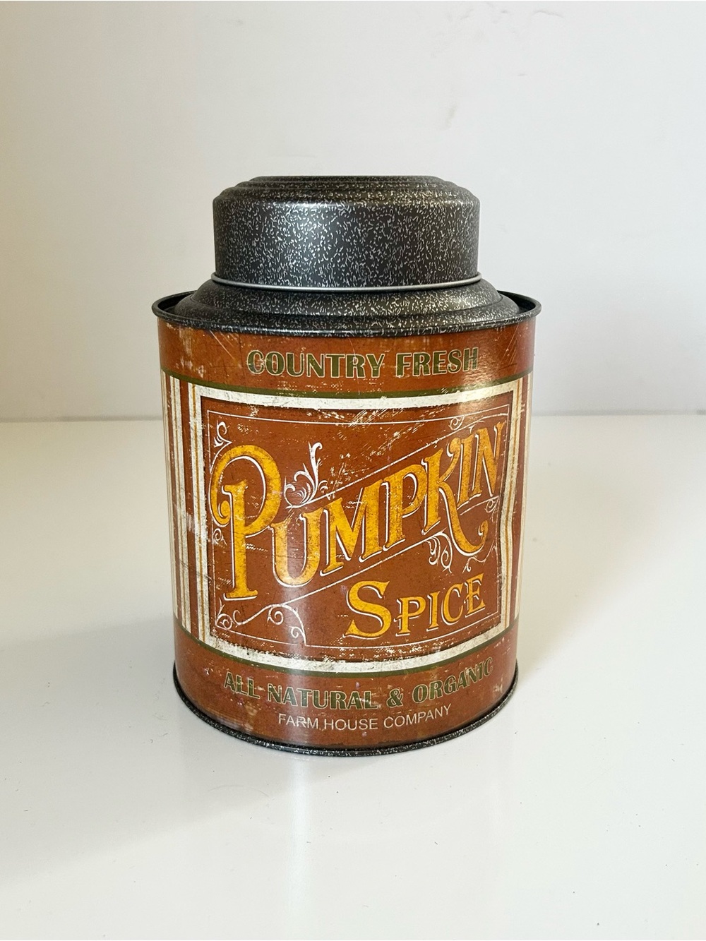 Vintage Farmhouse Pumpkin Spice Decorative Canister